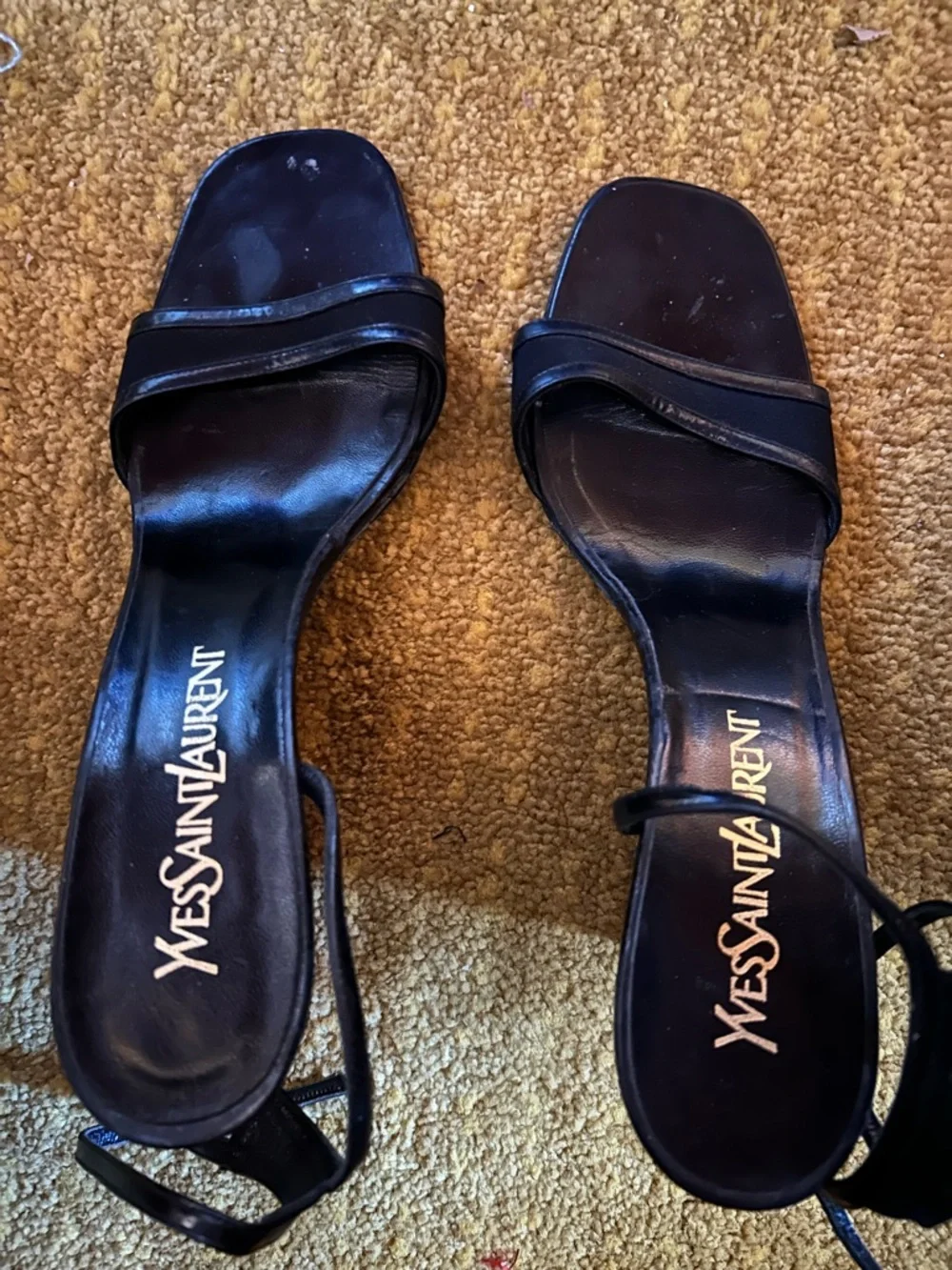 Yves Saint Laurent YSL Black Leather wedge heels  sexy comfy luxury vacation - Picture 2 of 12